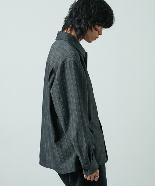 CIYOT(シヨウト)の「【CIYOT】ウールライクファブリックルーズシャツジャケット【セットアップ対応】(シャツ/ブラウス・メンズ・グレー/ダークグレー/ブラック/チャコールグレー・M/L/S)」の15枚目の写真