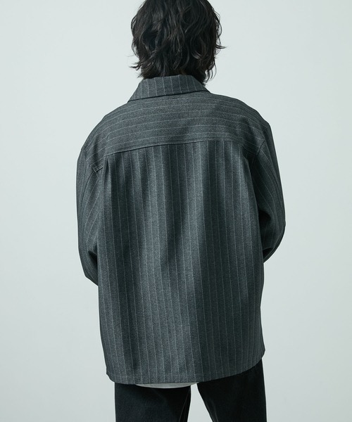 CIYOT(シヨウト)の「【CIYOT】ウールライクファブリックルーズシャツジャケット【セットアップ対応】(シャツ/ブラウス・メンズ・グレー/ダークグレー/ブラック/チャコールグレー・M/L/S)」の16枚目の写真