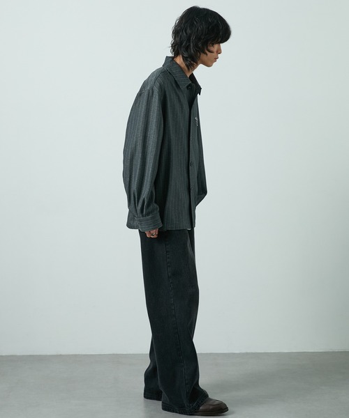 CIYOT(シヨウト)の「【CIYOT】ウールライクファブリックルーズシャツジャケット【セットアップ対応】(シャツ/ブラウス・メンズ・グレー/ダークグレー/ブラック/チャコールグレー・M/L/S)」の20枚目の写真