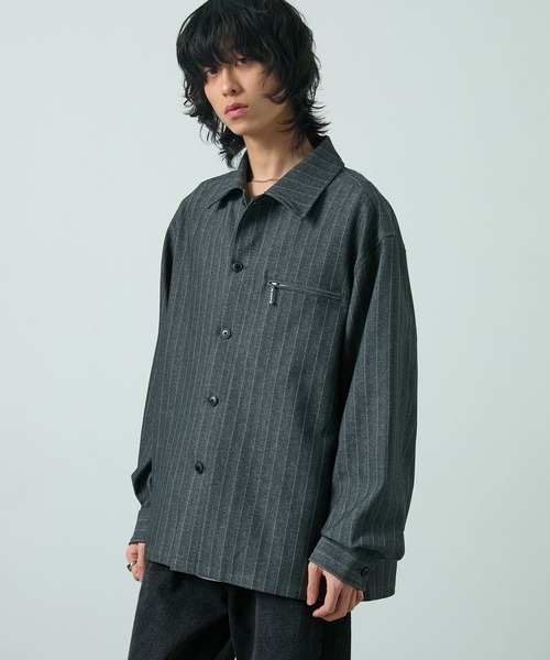 CIYOT(シヨウト)の「【CIYOT】ウールライクファブリックルーズシャツジャケット【セットアップ対応】(シャツ/ブラウス・メンズ・グレー/ダークグレー/ブラック/チャコールグレー・M/L/S)」の22枚目の写真