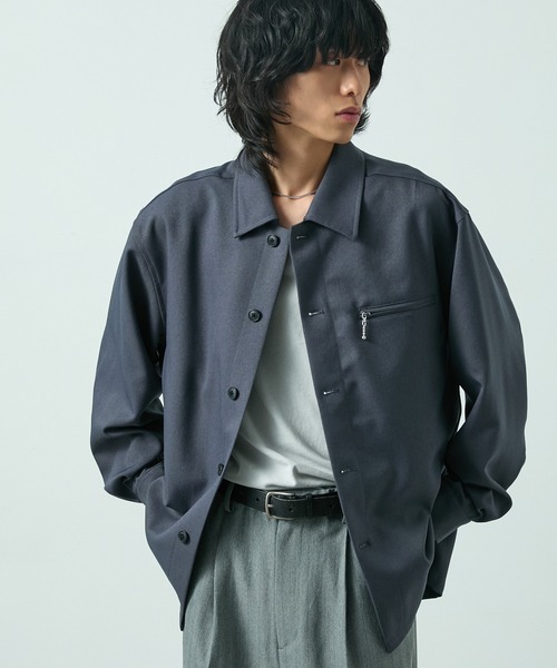 CIYOT(シヨウト)の「【CIYOT】ウールライクファブリックルーズシャツジャケット【セットアップ対応】(シャツ/ブラウス・メンズ・グレー/ダークグレー/ブラック/チャコールグレー・M/L/S)」の6枚目の写真