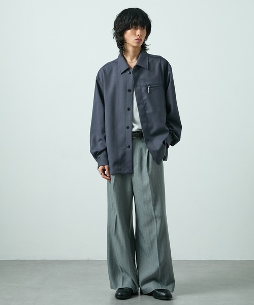 CIYOT(シヨウト)の「【CIYOT】ウールライクファブリックルーズシャツジャケット【セットアップ対応】(シャツ/ブラウス・メンズ・グレー/ダークグレー/ブラック/チャコールグレー・M/L/S)」の8枚目の写真