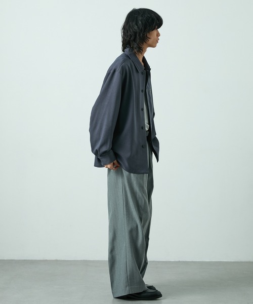 CIYOT(シヨウト)の「【CIYOT】ウールライクファブリックルーズシャツジャケット【セットアップ対応】(シャツ/ブラウス・メンズ・グレー/ダークグレー/ブラック/チャコールグレー・M/L/S)」の9枚目の写真