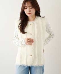 【MAGASIN DE MODE Chou Chou】フリンジベスト ガーリー レイヤード trc