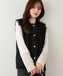 【MAGASIN DE MODE Chou Chou】フリンジベスト ガーリー レイヤード trc