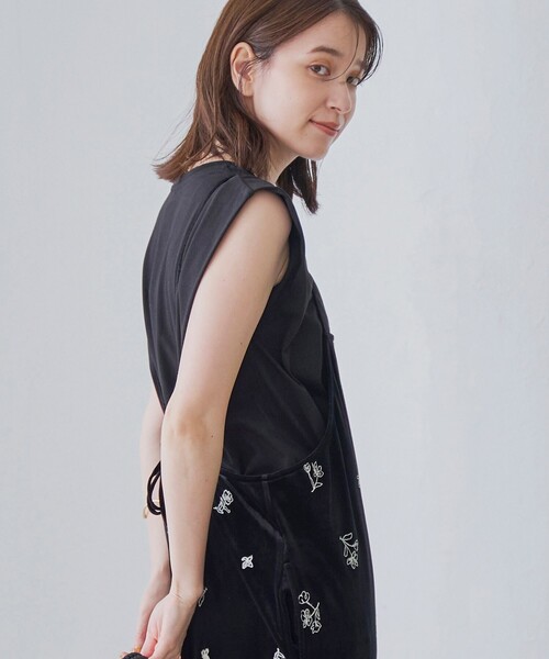 セール】フラワー刺繍ベロアサロペット（サロペット/オーバーオール