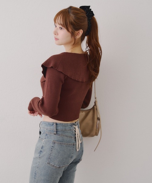 continuer de NICE CLAUP（コンティニューデナイスクラップ）の「ＢＩＧ衿ＺＩＰカーデ（カーディガン/ボレロ・レディース・アイボリー/チャコールグレー/ブルー/ブラウン・FREE）」の12枚目の写真