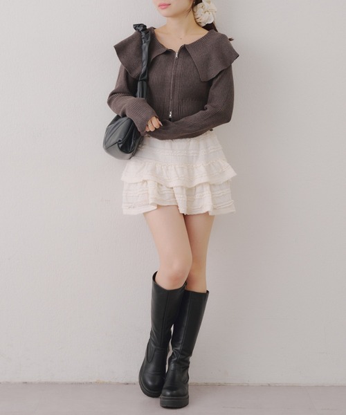 continuer de NICE CLAUP（コンティニューデナイスクラップ）の「ＢＩＧ衿ＺＩＰカーデ（カーディガン/ボレロ・レディース・アイボリー/チャコールグレー/ブルー/ブラウン・FREE）」の21枚目の写真