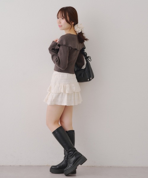 continuer de NICE CLAUP（コンティニューデナイスクラップ）の「ＢＩＧ衿ＺＩＰカーデ（カーディガン/ボレロ・レディース・アイボリー/チャコールグレー/ブルー/ブラウン・FREE）」の22枚目の写真
