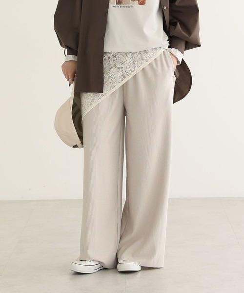 Green　Parks（グリーンパークス）の「楽ちんプリーツワイドパンツ（スラックス・レディース・ブラック/ホワイト系その他2/チャコールグレー/マスタード・FREE）」の2枚目の写真