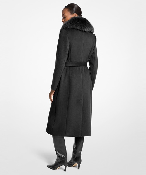 MICHAEL KORS(マイケルコース)の「フォーファー トリム ウールブレンド コート(その他アウター・レディース・ブラック・M/S/XS/XXS)」の2枚目の写真