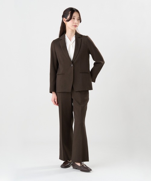 TOKYO SHIRTS（トウキョウシャツ）の「ウーリッシュ素材 テーラード ジャケット セットアップ可能（テーラードジャケット・レディース・ネイビー/ブラウン・M/L/LL）」の4枚目の写真