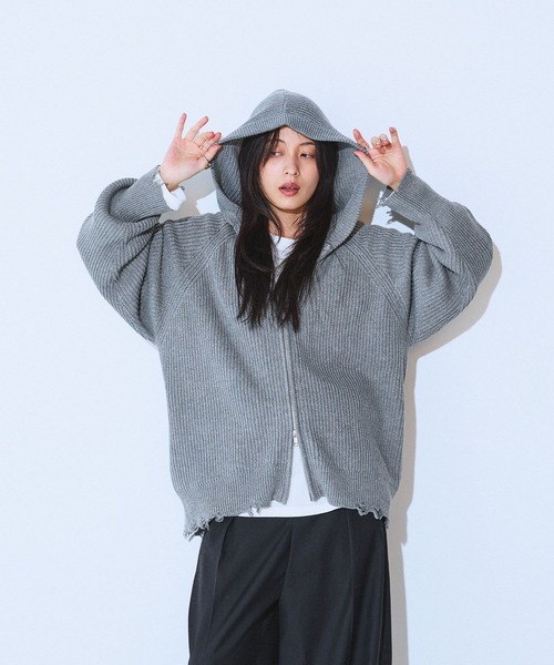 スージーとなります 5GアゼダブルZIPニットフーディー/602216（パーカー）｜JEANASIS