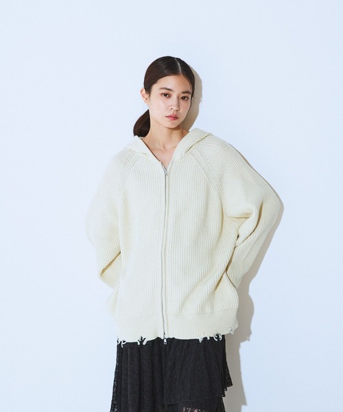 no mass prod フーディーS 5GアゼダブルZIPニットフーディー/602216（パーカー）｜JEANASIS