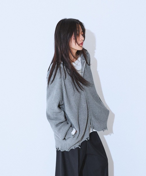 ジーナシス ニット、パーカー JEANASIS｜5GアゼダブルZIPニットフーディー | Rakuten Fashion(楽天