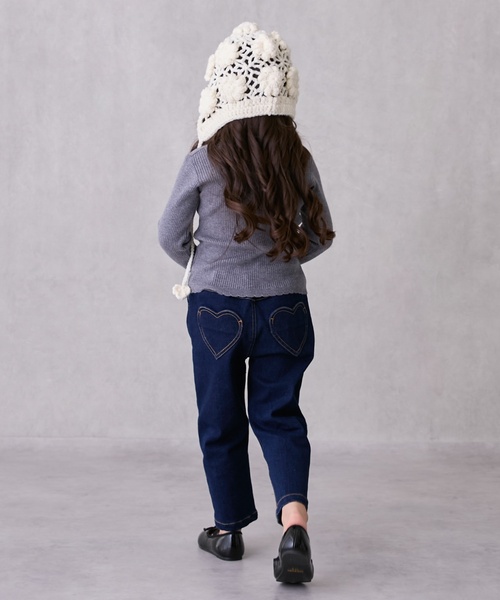 petit main（プティマイン）の「ハートポケットバレルパンツ（デニムパンツ・キッズ・ネイビー/ブラック/ブルー・120cm/110cm/90cm/130cm/80ｃｍ/100cm）」の4枚目の写真