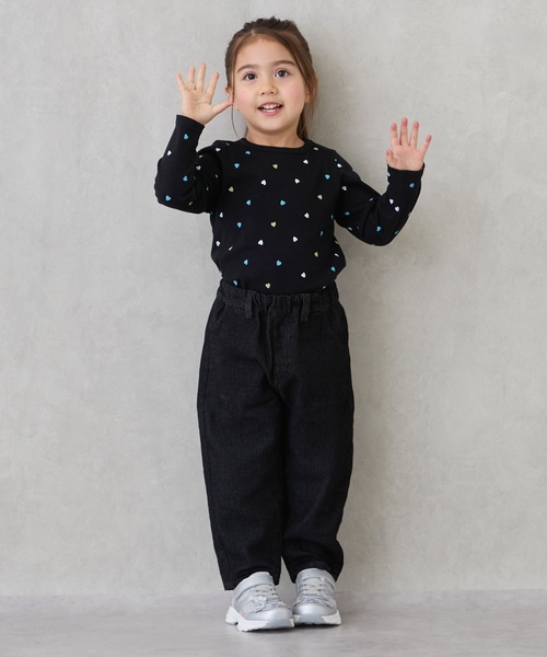 petit main（プティマイン）の「ハートポケットバレルパンツ（デニムパンツ・キッズ・ネイビー/ブラック/ブルー・120cm/110cm/90cm/130cm/80ｃｍ/100cm）」の7枚目の写真