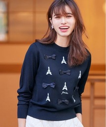 【美品】Chesty チェスティ ニットアンサンブル フラワープリント ネイビー 美品】Chesty チェスティ ニットアンサンブル フラワープリント