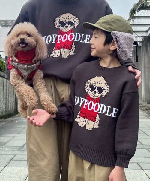 セール】【ユニセックス】犬アソート柄ロゴジャガードニット（ニット