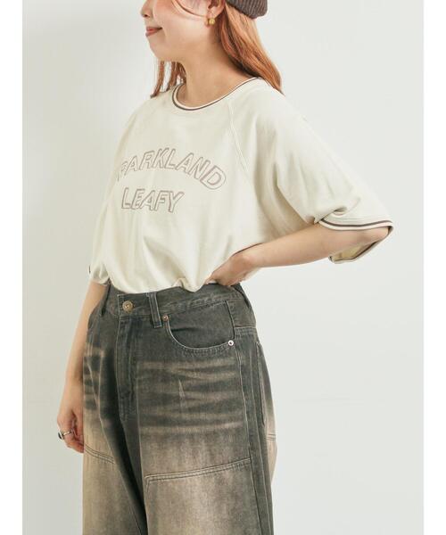 SM2(エスエムツー)の「ミニ裏毛ライン入りロゴプリントカットソー(Tシャツ/カットソー・レディース・グリーン/ブラウン/ネイビー/ベージュ・F)」の2枚目の写真