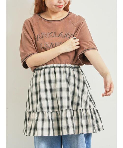 SM2(エスエムツー)の「ミニ裏毛ライン入りロゴプリントカットソー(Tシャツ/カットソー・レディース・グリーン/ブラウン/ネイビー/ベージュ・F)」の1枚目の写真