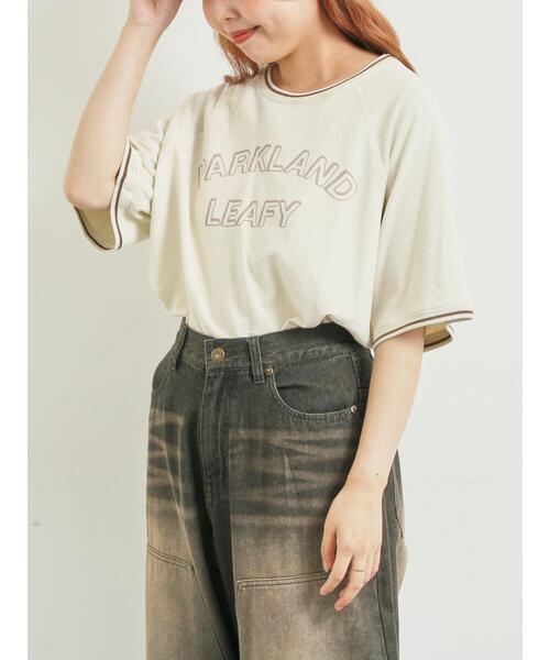 SM2(エスエムツー)の「ミニ裏毛ライン入りロゴプリントカットソー(Tシャツ/カットソー・レディース・グリーン/ブラウン/ネイビー/ベージュ・F)」の7枚目の写真