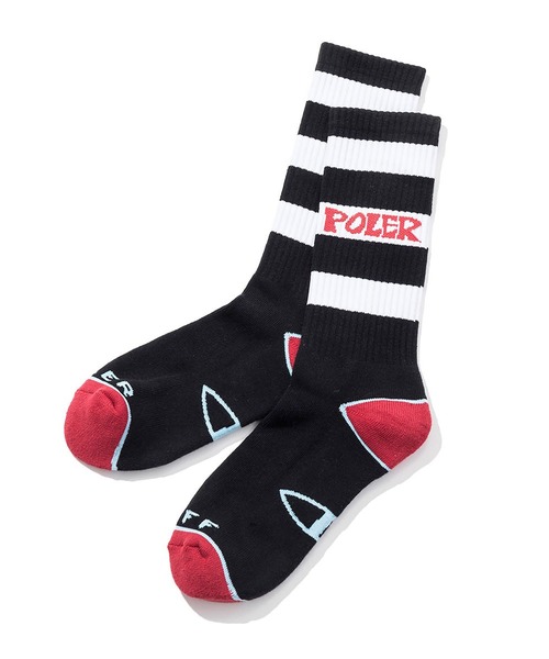 POLeR(ポーラー)の「POLER SKATE SOCKS(ソックス/靴下・メンズ・ブラック/ホワイト・FREE)」の1枚目の写真
