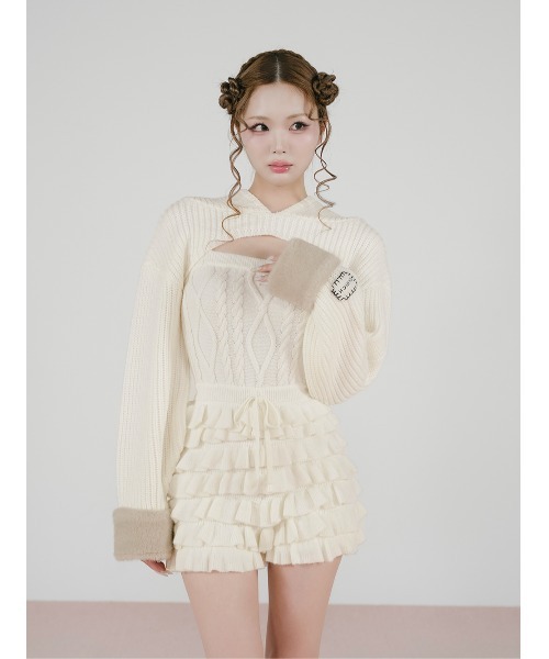 darich ダーリッチ フリルニットコンビネゾン ホワイト フリルニットコンビネゾン（ワンピース）｜Darich（ダーリッチ）の