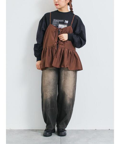 SM2（エスエムツー）の「袖布帛インレイロゴプルオーバー（Tシャツ/カットソー・レディース・オフホワイト/チャコールグレー/ブルー/ブラック/ボルドー・F）」の17枚目の写真