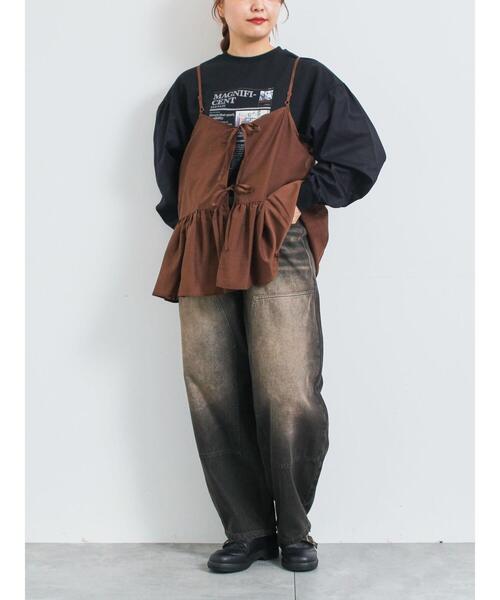 SM2（エスエムツー）の「袖布帛インレイロゴプルオーバー（Tシャツ/カットソー・レディース・オフホワイト/チャコールグレー/ブルー/ブラック/ボルドー・F）」の18枚目の写真