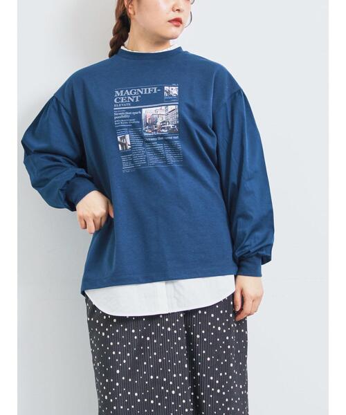 SM2（エスエムツー）の「袖布帛インレイロゴプルオーバー（Tシャツ/カットソー・レディース・オフホワイト/チャコールグレー/ブルー/ブラック/ボルドー・F）」の19枚目の写真