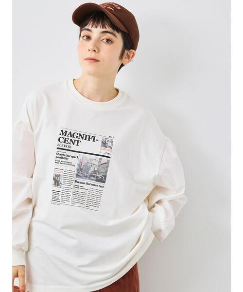 SM2（エスエムツー）の「袖布帛インレイロゴプルオーバー（Tシャツ/カットソー・レディース・オフホワイト/チャコールグレー/ブルー/ブラック/ボルドー・F）」の2枚目の写真