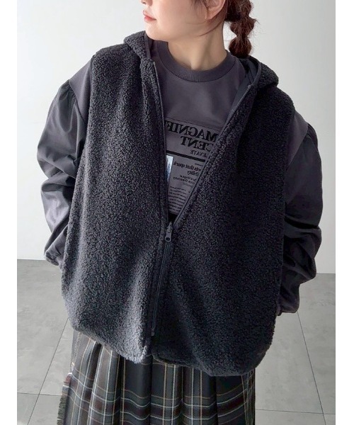 SM2（エスエムツー）の「袖布帛インレイロゴプルオーバー（Tシャツ/カットソー・レディース・オフホワイト/チャコールグレー/ブルー/ブラック/ボルドー・F）」の8枚目の写真