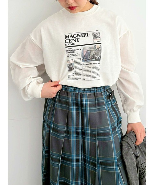 SM2（エスエムツー）の「袖布帛インレイロゴプルオーバー（Tシャツ/カットソー・レディース・オフホワイト/チャコールグレー/ブルー/ブラック/ボルドー・F）」の15枚目の写真