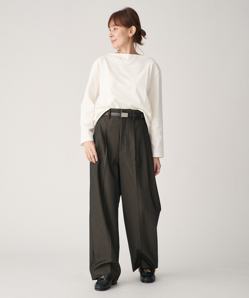 VERMEIL par iena(ヴェルメイユパーイエナ)の「Paralleled cotton プルオーバー(Tシャツ/カットソー・レディース・ブラック/ブラウン/ホワイト・FREE)」の7枚目の写真