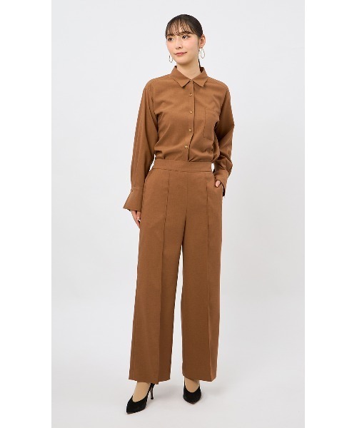 AOYAMA（アオヤマ）の「ちょうどいいかっちり見えシャツアップ企画！プルオンワイドパンツ（その他パンツ・レディース・キャメル・S/M/L）」の3枚目の写真