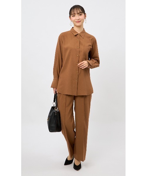 AOYAMA（アオヤマ）の「ちょうどいいかっちり見えシャツアップ企画！プルオンワイドパンツ（その他パンツ・レディース・キャメル・S/M/L）」の7枚目の写真