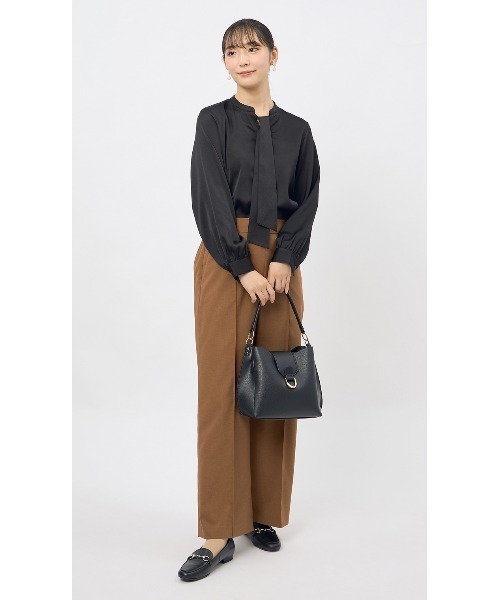 AOYAMA（アオヤマ）の「ちょうどいいかっちり見えシャツアップ企画！プルオンワイドパンツ（その他パンツ・レディース・キャメル・S/M/L）」の6枚目の写真