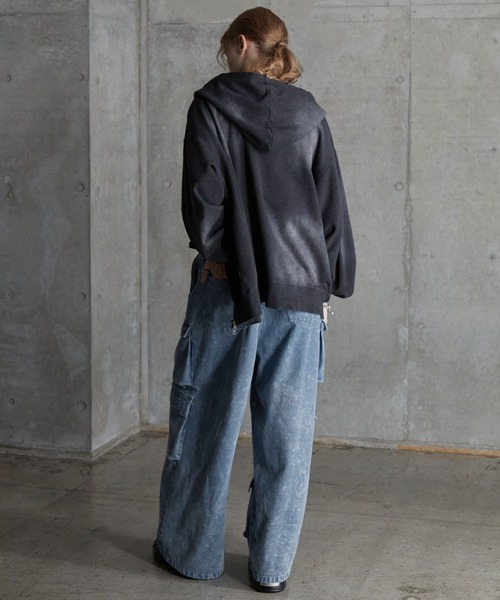 SERACE（セラス）の「【SERACE】Super wide vintage denim parachute cargo pants / スーパーワイドヴィンテージデニムパラシュートカーゴパンツ（デニムパンツ・メンズ・ブラック/ブルー/ホワイト・L/S/M）」の6枚目の写真