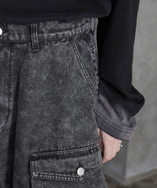 SERACE（セラス）の「【SERACE】Super wide vintage denim parachute cargo pants / スーパーワイドヴィンテージデニムパラシュートカーゴパンツ（デニムパンツ・メンズ・ブラック/ブルー/ホワイト・L/S/M）」の16枚目の写真