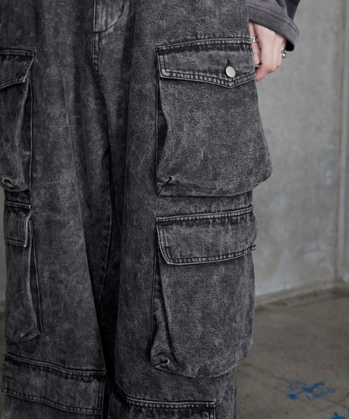 SERACE（セラス）の「【SERACE】Super wide vintage denim parachute cargo pants / スーパーワイドヴィンテージデニムパラシュートカーゴパンツ（デニムパンツ・メンズ・ブラック/ブルー/ホワイト・L/S/M）」の18枚目の写真
