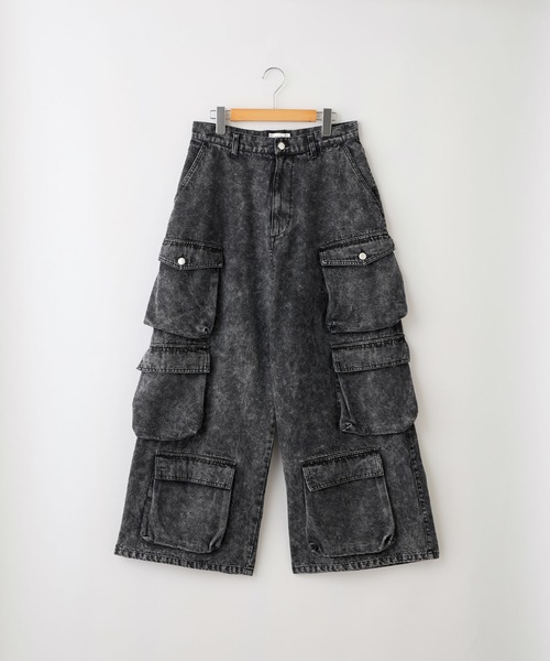 SERACE】Super wide vintage denim parachute cargo pants / スーパー