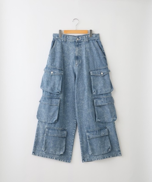 SERACE（セラス）の「【SERACE】Super wide vintage denim parachute cargo pants / スーパーワイドヴィンテージデニムパラシュートカーゴパンツ（デニムパンツ・メンズ・ブラック/ブルー/ホワイト・L/S/M）」の11枚目の写真