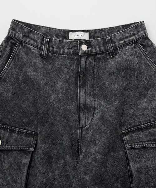 SERACE（セラス）の「【SERACE】Super wide vintage denim parachute cargo pants / スーパーワイドヴィンテージデニムパラシュートカーゴパンツ（デニムパンツ・メンズ・ブラック/ブルー/ホワイト・L/S/M）」の21枚目の写真