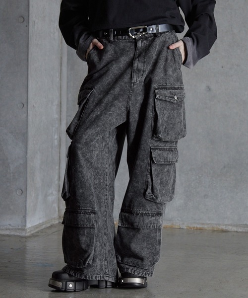 SERACE（セラス）の「【SERACE】Super wide vintage denim parachute cargo pants / スーパーワイドヴィンテージデニムパラシュートカーゴパンツ（デニムパンツ・メンズ・ブラック/ブルー/ホワイト・L/S/M）」の9枚目の写真