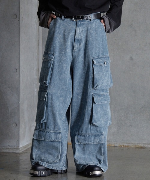 SERACE（セラス）の「【SERACE】Super wide vintage denim parachute cargo pants / スーパーワイドヴィンテージデニムパラシュートカーゴパンツ（デニムパンツ・メンズ・ブラック/ブルー/ホワイト・L/S/M）」の11枚目の写真