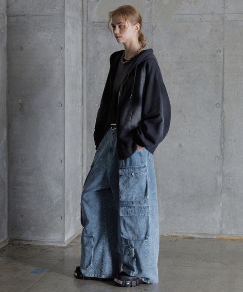 SERACE（セラス）の「【SERACE】Super wide vintage denim parachute cargo pants / スーパーワイドヴィンテージデニムパラシュートカーゴパンツ（デニムパンツ・メンズ・ブラック/ブルー/ホワイト・L/S/M）」の12枚目の写真