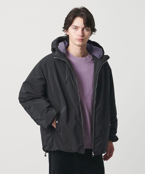 MONKEY TIME(モンキータイム)の「パデッド ツイル レイヤードフード ジャケット -撥水機能-(ブルゾン・メンズ・ダークグレー/ブラック・S/M/L/XL)」の3枚目の写真