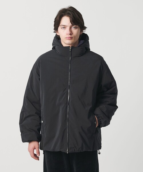 MONKEY TIME(モンキータイム)の「パデッド ツイル レイヤードフード ジャケット -撥水機能-(ブルゾン・メンズ・ダークグレー/ブラック・S/M/L/XL)」の4枚目の写真