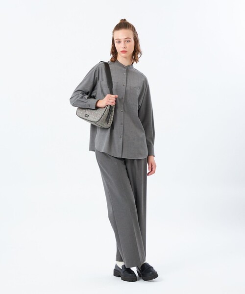 MACKINTOSH PHILOSOPHY（ﾏｯｷﾝﾄｯｼｭ ﾌｨﾛｿﾌｨｰ）の「ウールトロバンドカラーシャツ（シャツ/ブラウス・レディース・チャコールグレー/ブルー系その他7/ダークネイビー・36/38）」の4枚目の写真